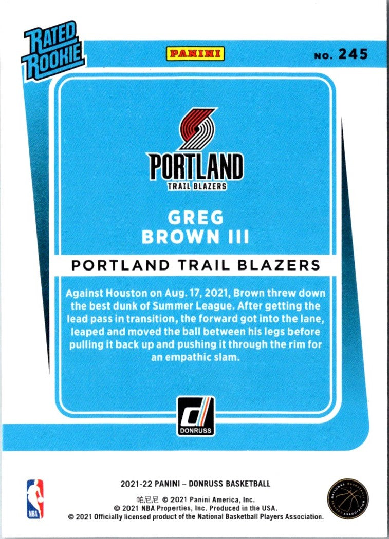 2021 Donruss Rated Rookies Greg Brown III