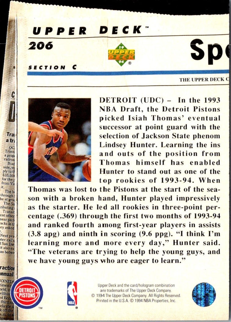 1993 Upper Deck Special Edition Lindsey Hunter