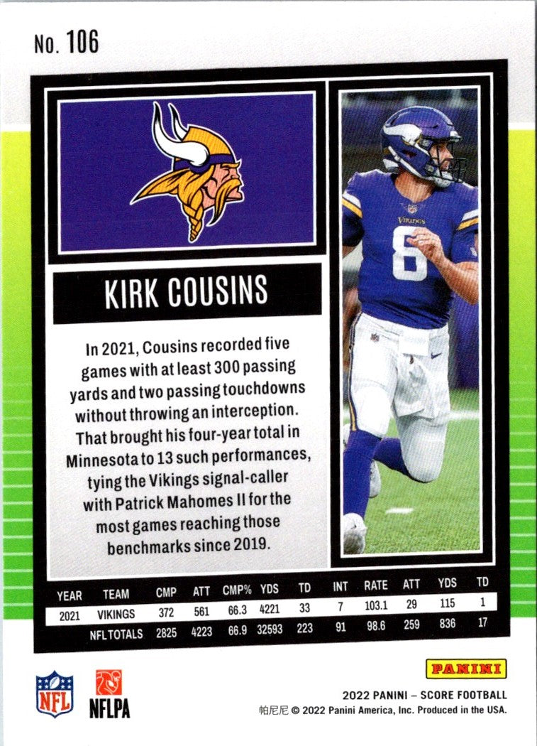 2022 Score Kirk Cousins