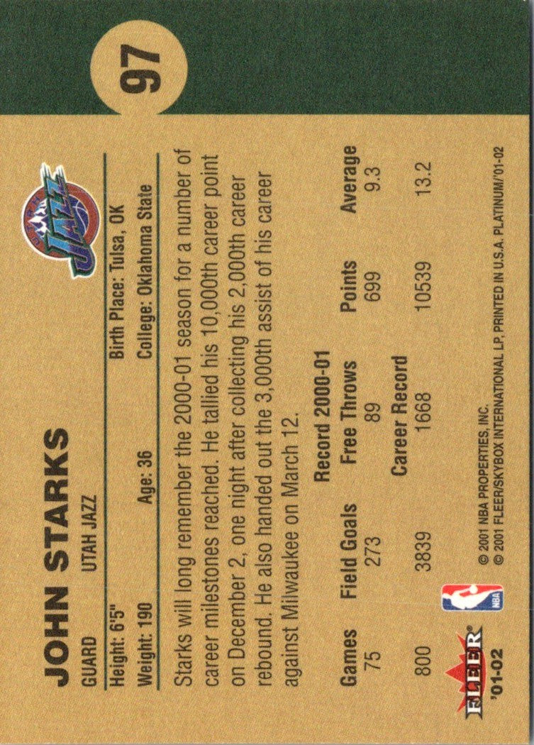 2001 Fleer Platinum John Starks