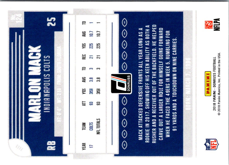 2018 Donruss Marlon Mack