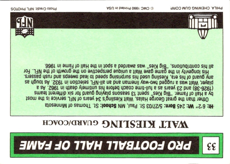 1990 Swell Greats Walt Kiesling