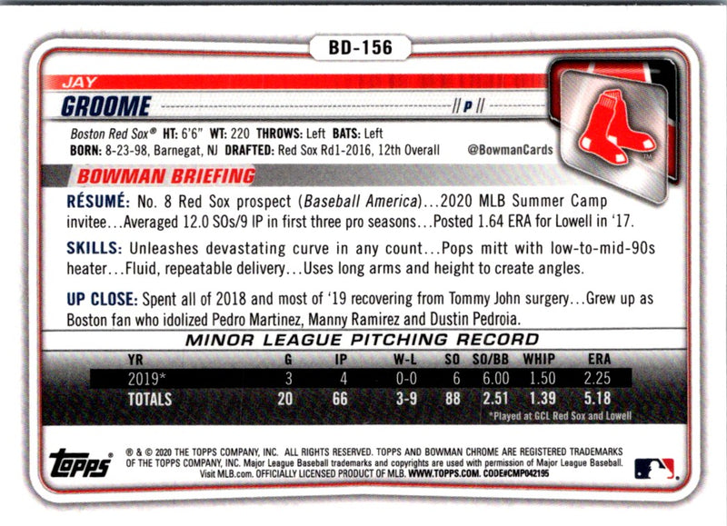 2020 Bowman Draft Chrome Jay Groome