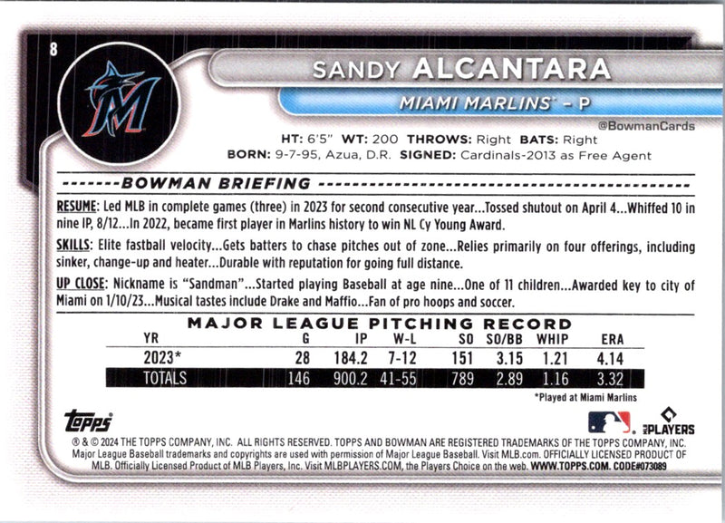 2024 Bowman Prospects Sandy Alcantara