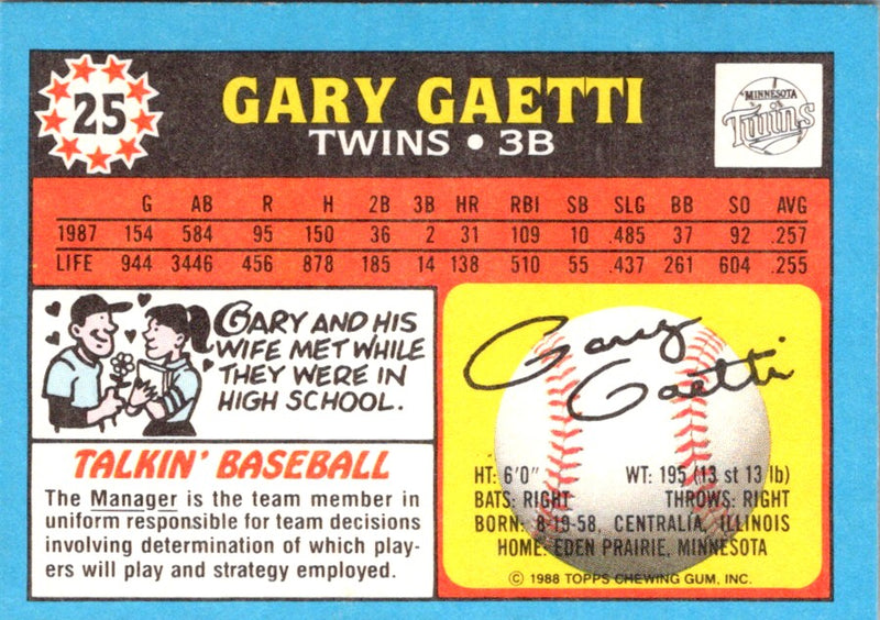 1988 Topps UK Minis Gary Gaetti