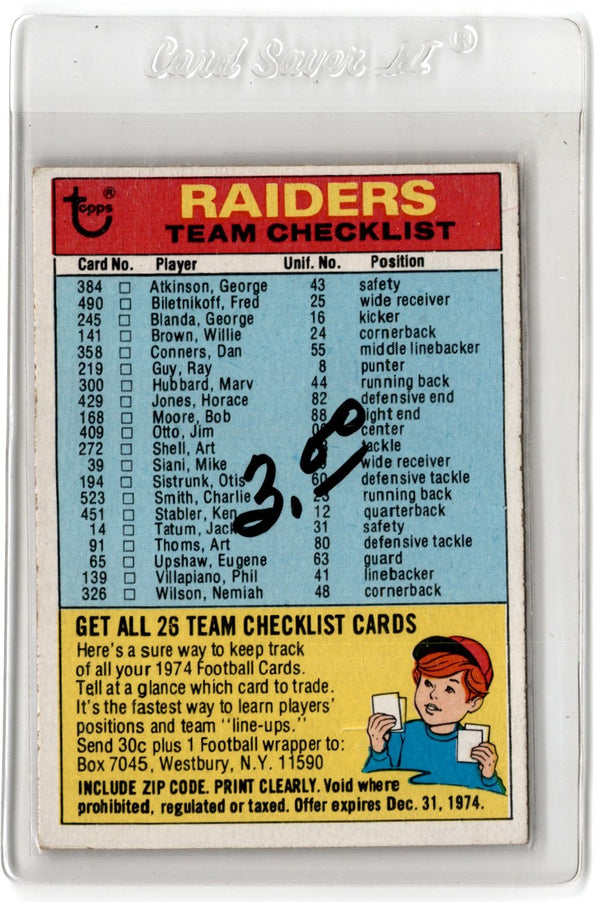 1976 Topps Los Angeles Raiders #5