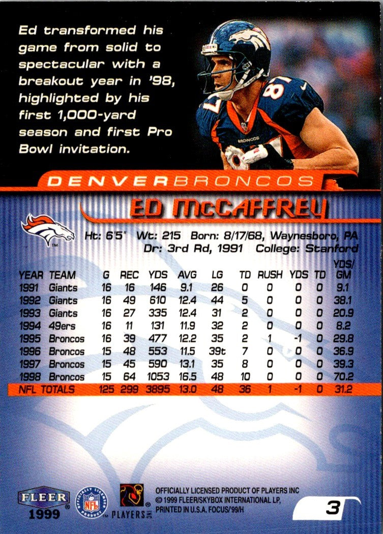 1999 Fleer Focus Ed McCaffrey