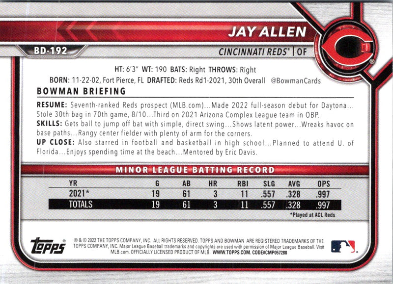 2022 Bowman Draft Baseball Jay Allen