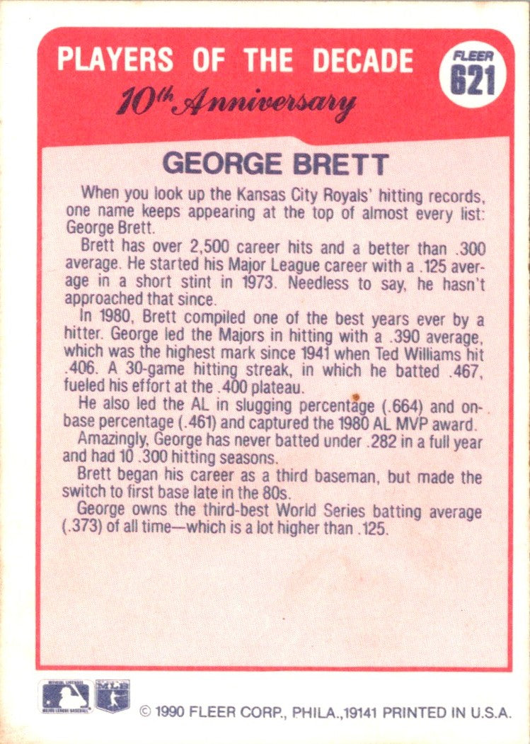 1990 Fleer Canadian George Brett