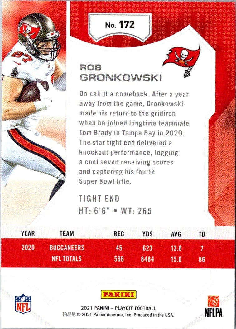 2021 Panini Playoff Red Zone Rob Gronkowski