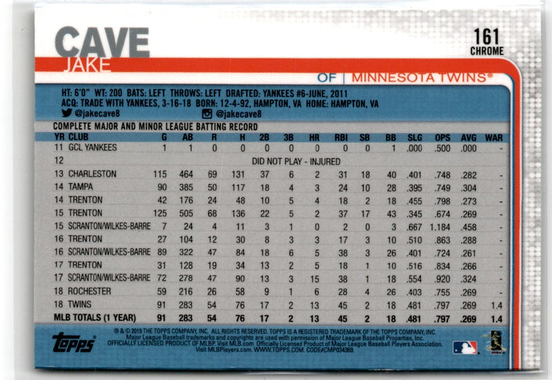 2019 Topps Chrome Jake Cave