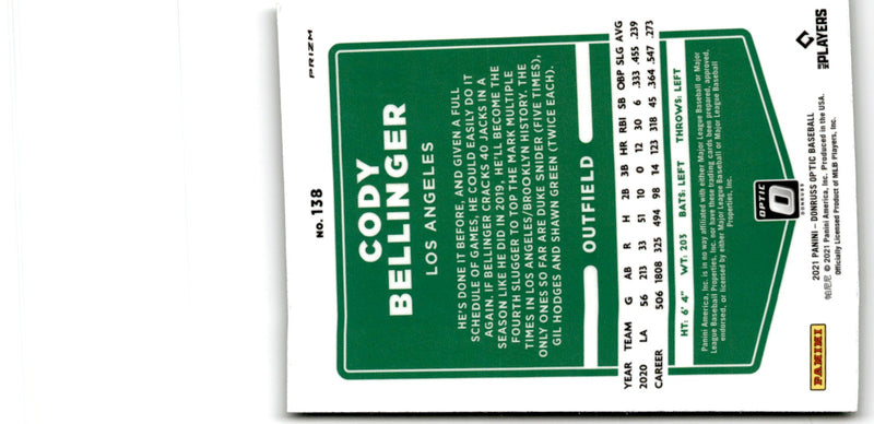 2021 Donruss Optic Lime Green Cody Bellinger