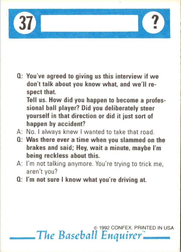 1992 Confex Baseball Enquirer Lenny Dykstra