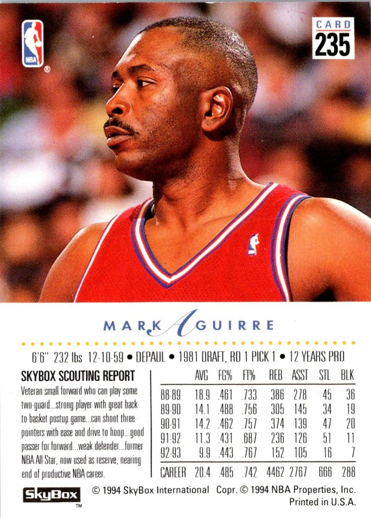 1993 SkyBox Mark Aguirre