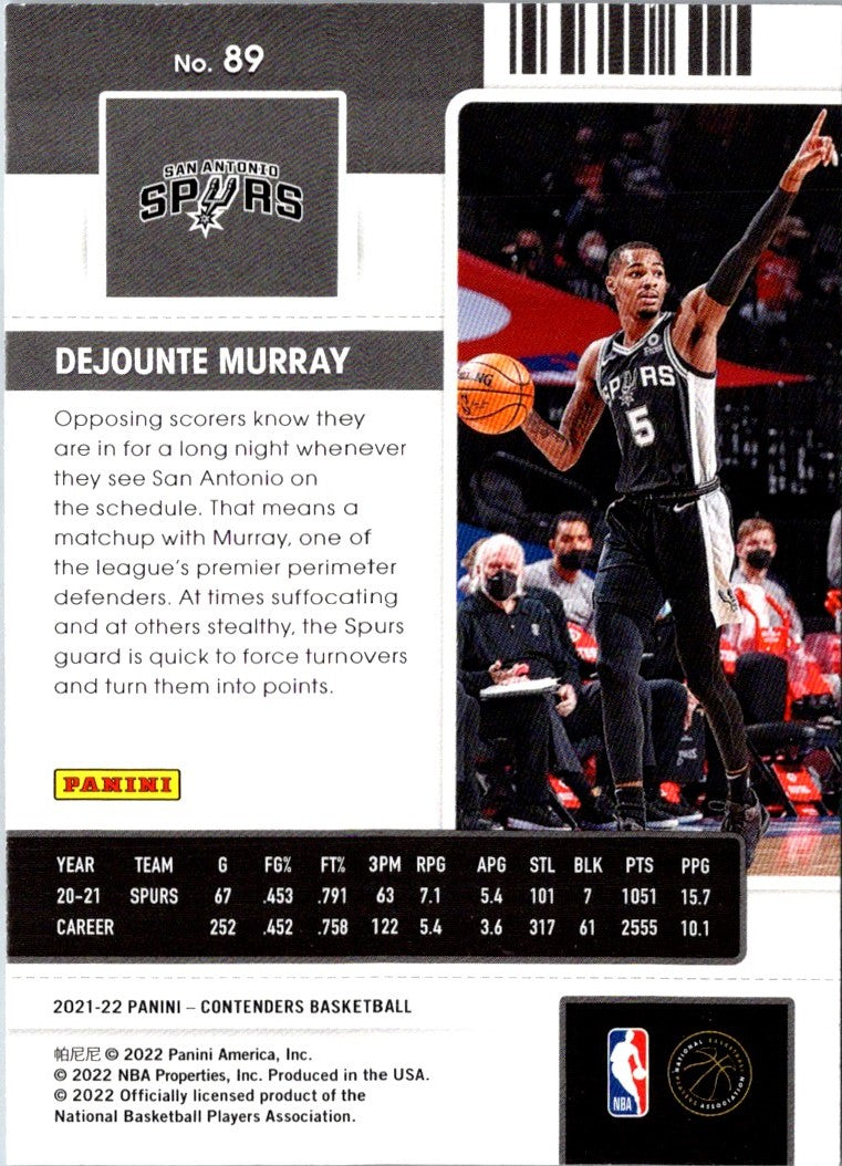 2021 Panini Contenders Ticket Dejounte Murray