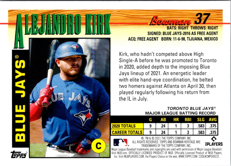 2021 Bowman Heritage Alejandro Kirk