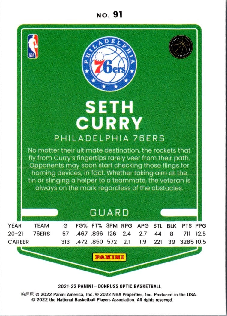 2021 Donruss Optic Blue Seth Curry