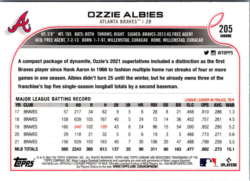 2022 Topps Chrome Ozzie Albies