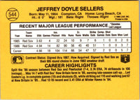1987 Donruss Jeff Sellers #544 Rookie