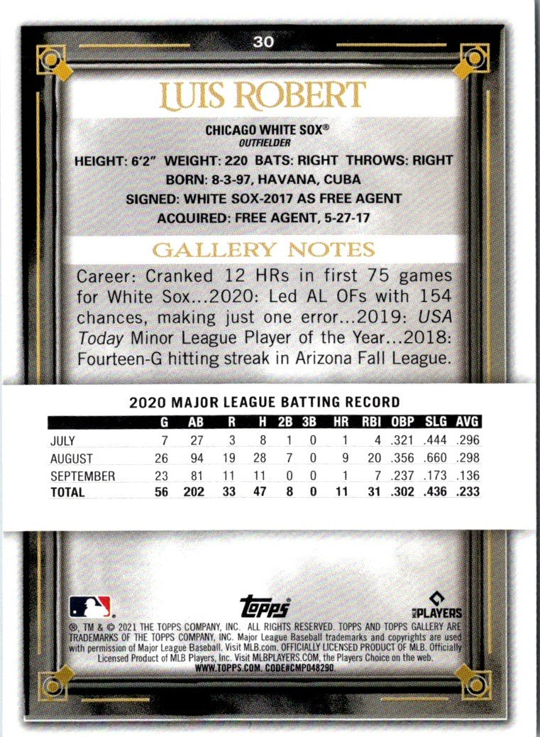 2021 Topps Gallery Luis Robert