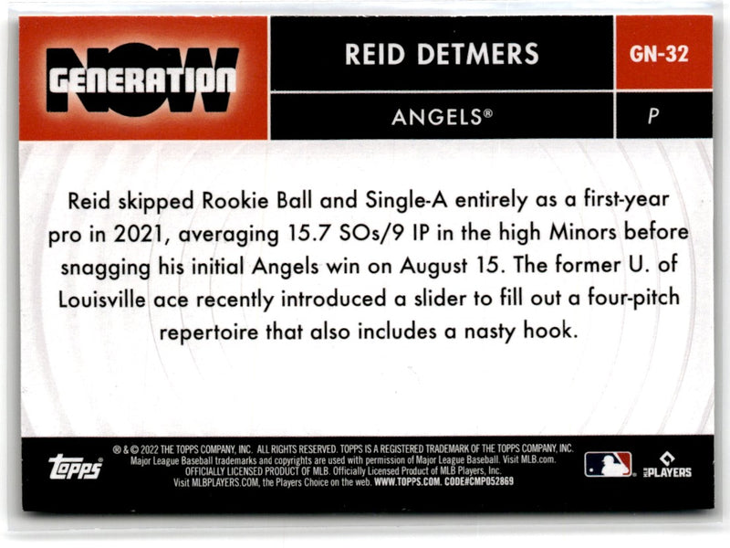 2022 Topps Generation Now Reid Detmers