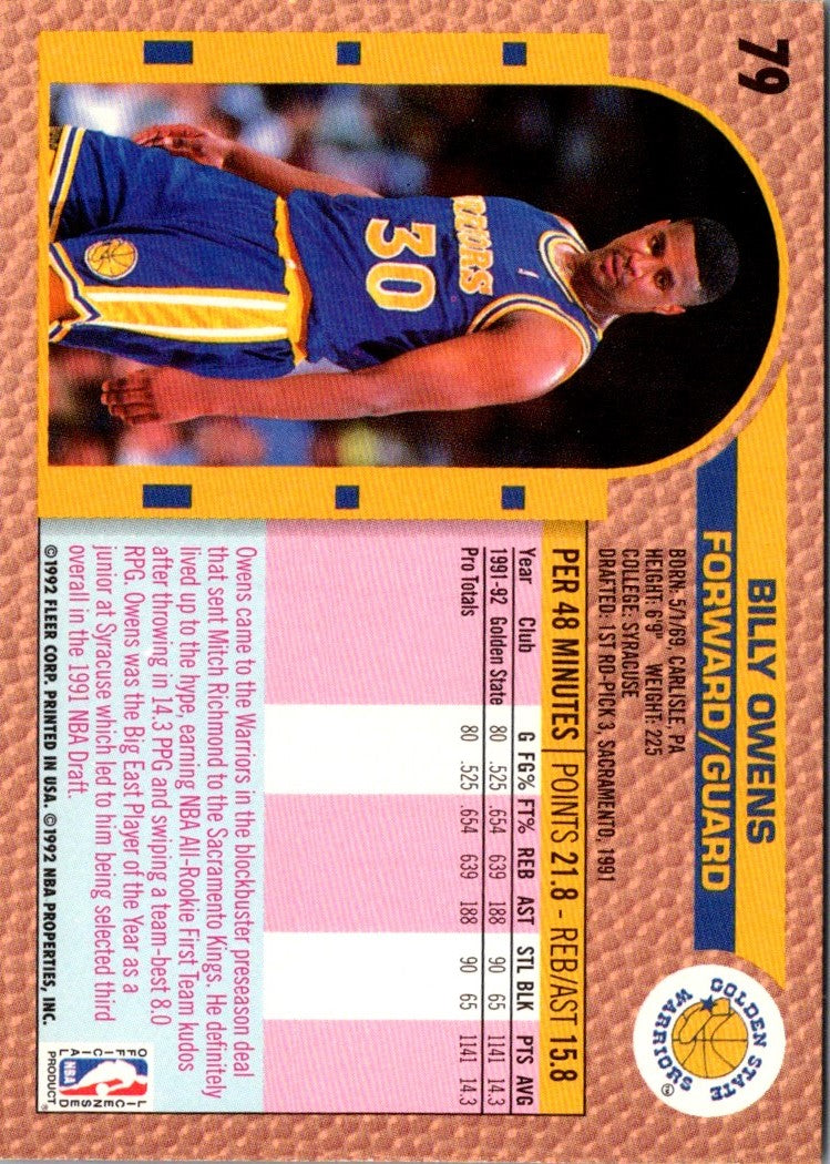 1992 Fleer Billy Owens