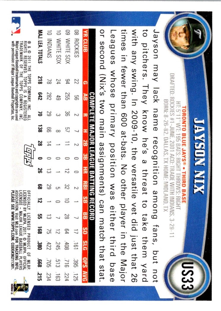 2011 Topps Update Jayson Nix