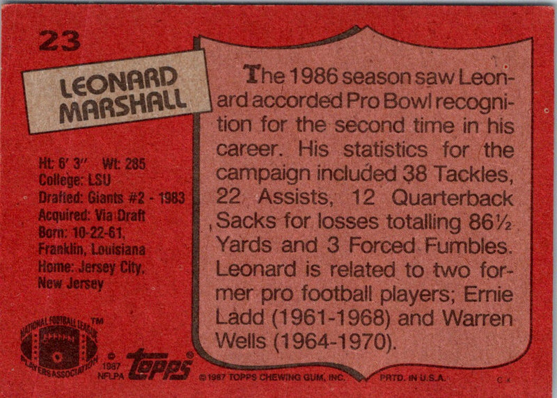 1987 Topps Leonard Marshall