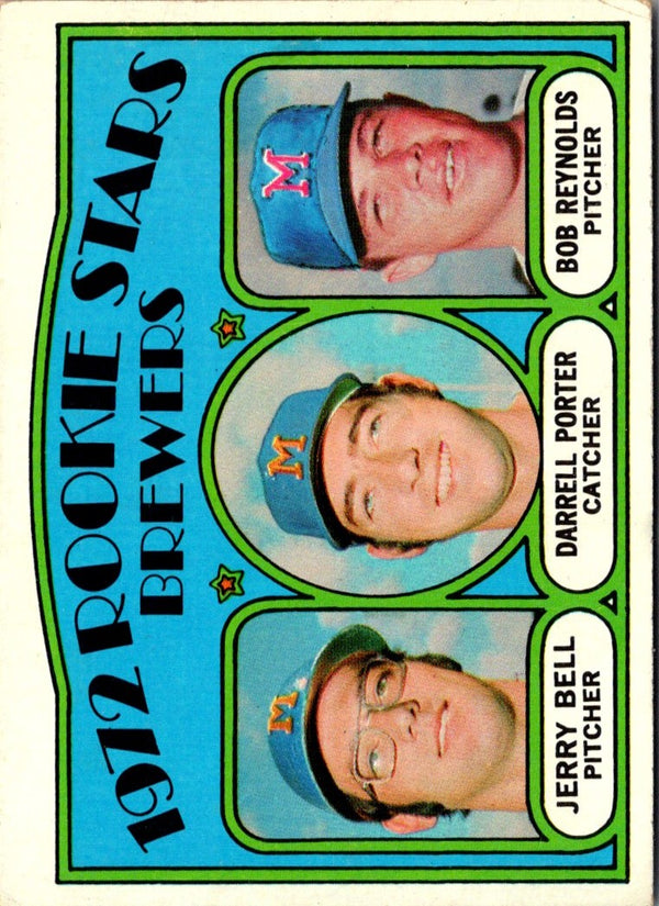 1972 Topps Brewers Rookies - Jerry Bell/Darrell Porter/Bob Reynolds #162 Rookie VG-EX