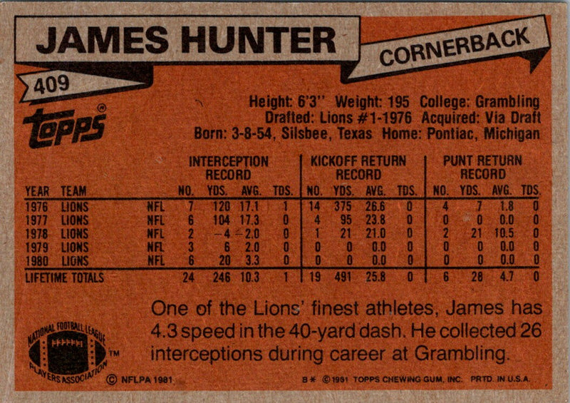 1981 Topps James Hunter