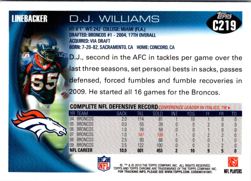 2010 Topps Chrome D.J. Williams