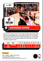 2022 Donruss Holo Laser Red/Gold Anfernee Simons #107