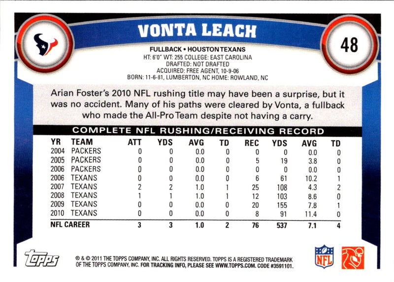 2011 Topps Vonta Leach