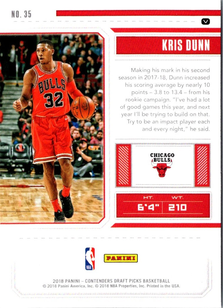 2018 Panini Contenders Draft Picks Red Foil Kris Dunn