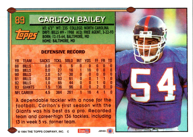 1994 Topps Carlton Bailey