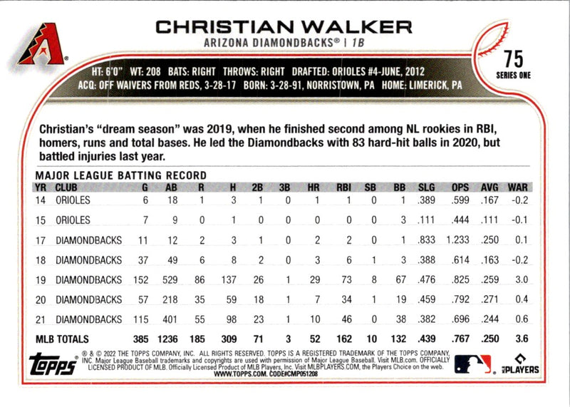 2022 Topps 1st Edition Christian Walker