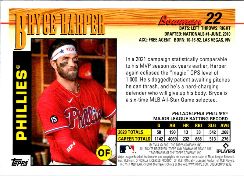 2021 Bowman Heritage Bryce Harper