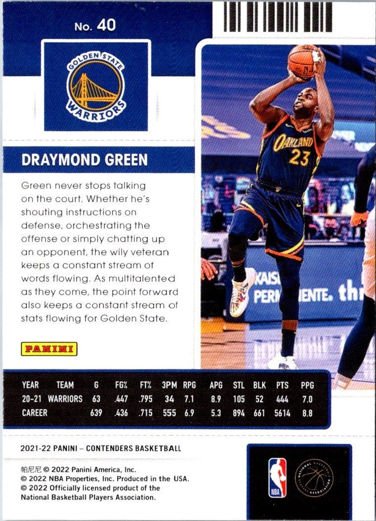 2021 Panini Contenders Ticket Draymond Green