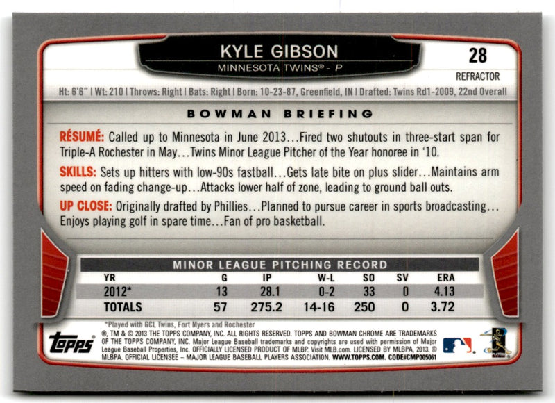 2013 Bowman Chrome Kyle Gibson