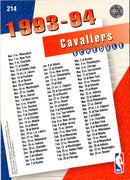 1993 Upper Deck Cleveland Cavaliers