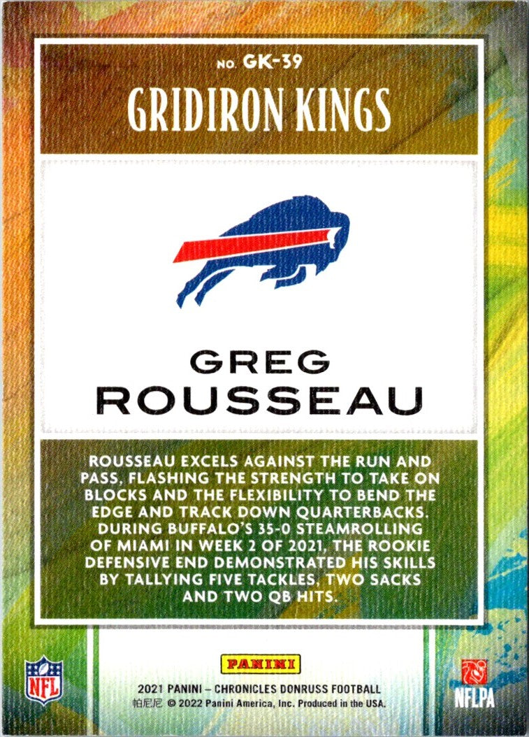 2021 Panini Chronicles Gridiron Kings Orange Greg Rousseau