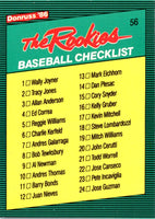 1986 Donruss The Rookies Checklist 1-56 #56