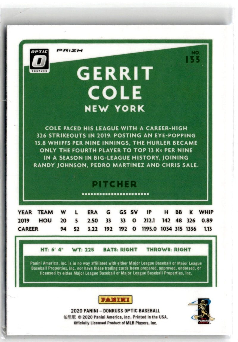 2020 Donruss Optic Carolina Blue and White Gerrit Cole