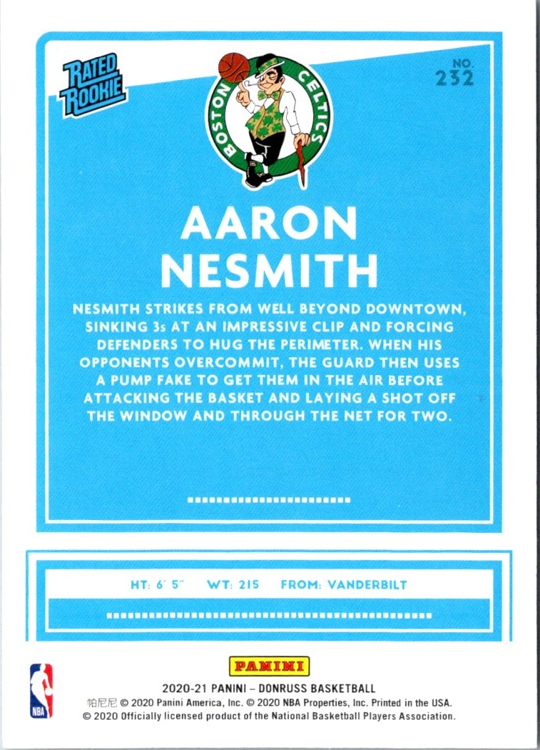 2020 Donruss Rated Rookies Aaron Nesmith