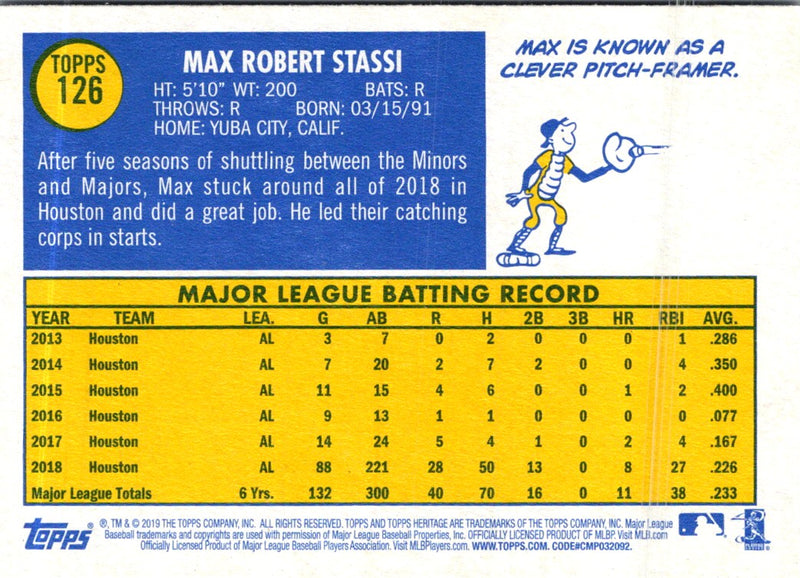 2019 Topps Heritage Max Stassi