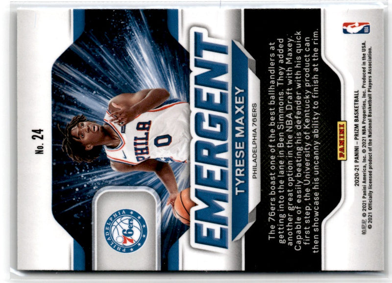 2020 Panini Prizm Emergent Tyrese Maxey