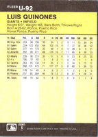 1986 Fleer Update Luis Quinones #U-92