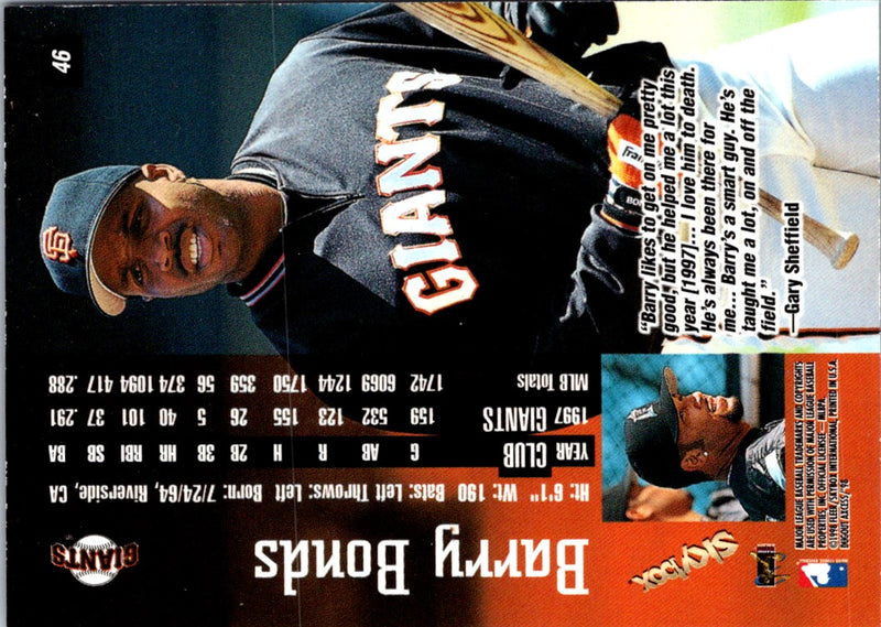 1998 SkyBox Dugout Axcess Barry Bonds
