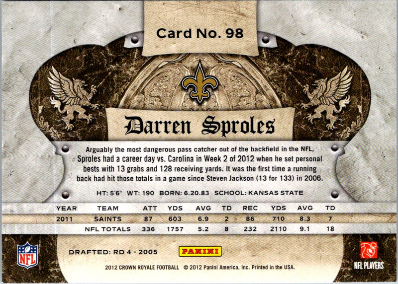 2012 Panini Crown Royale Darren Sproles