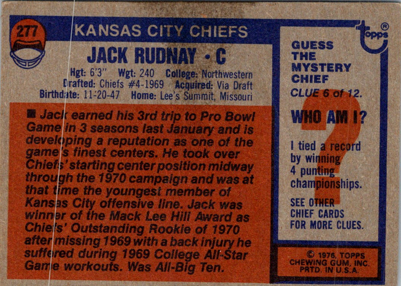 1976 Topps Jack Rudnay